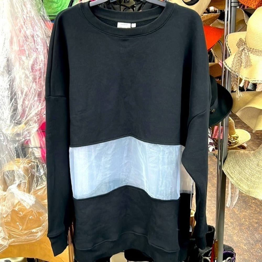Good American Sheer Panel Oversized Sweatshirt 2XL